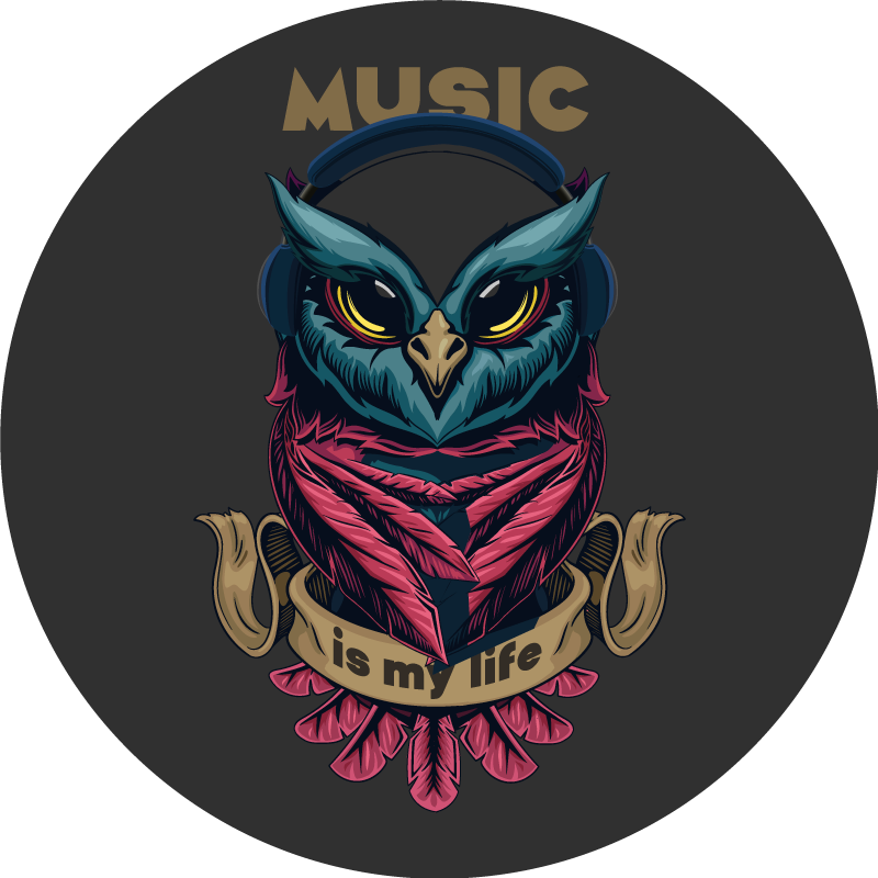 Owl Music Emblem teenage bedroom rug - TenStickers