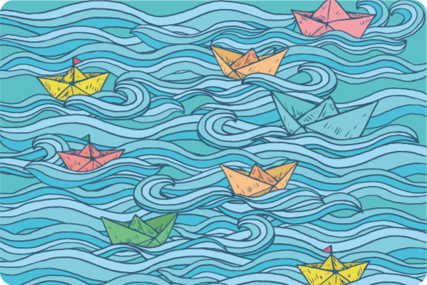 Sailing Paper Boats kids carpet - TenStickers