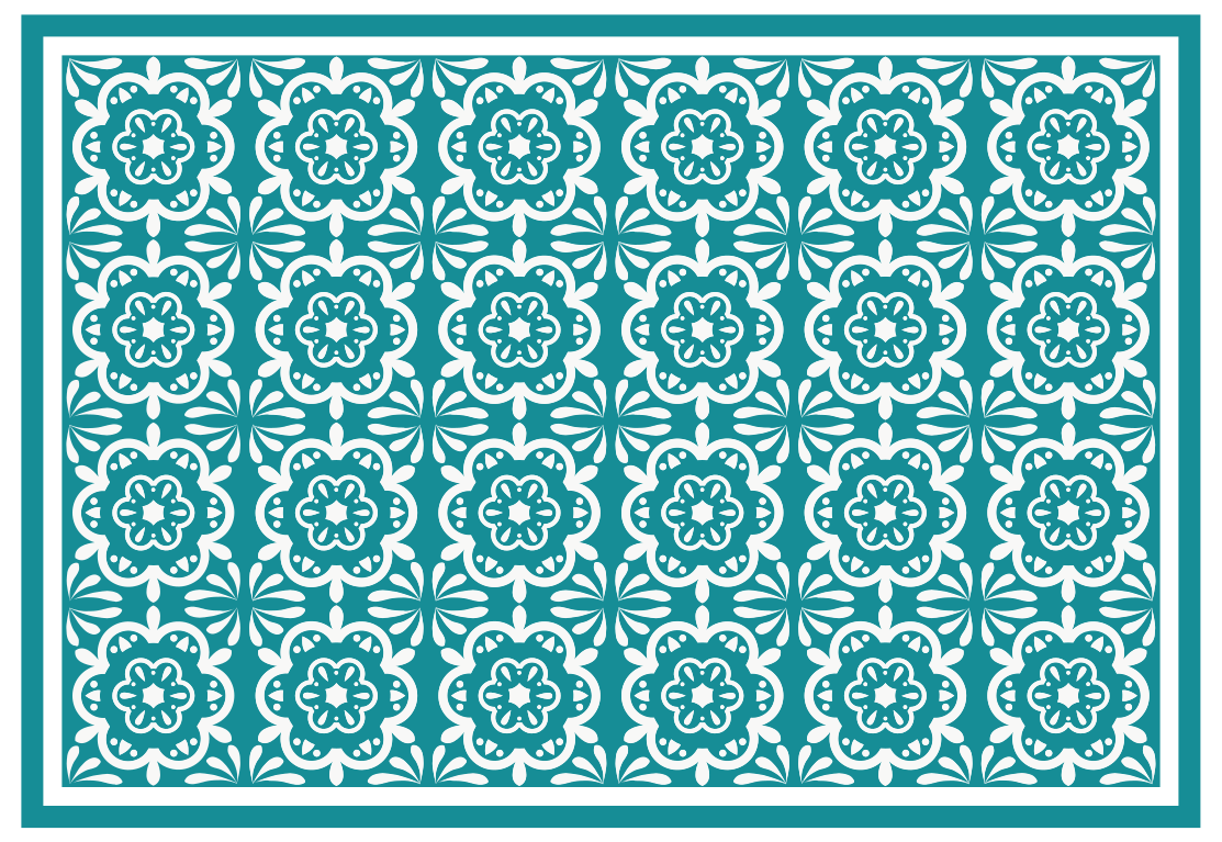 Blue Flowers tile vinyl carpet - TenStickers