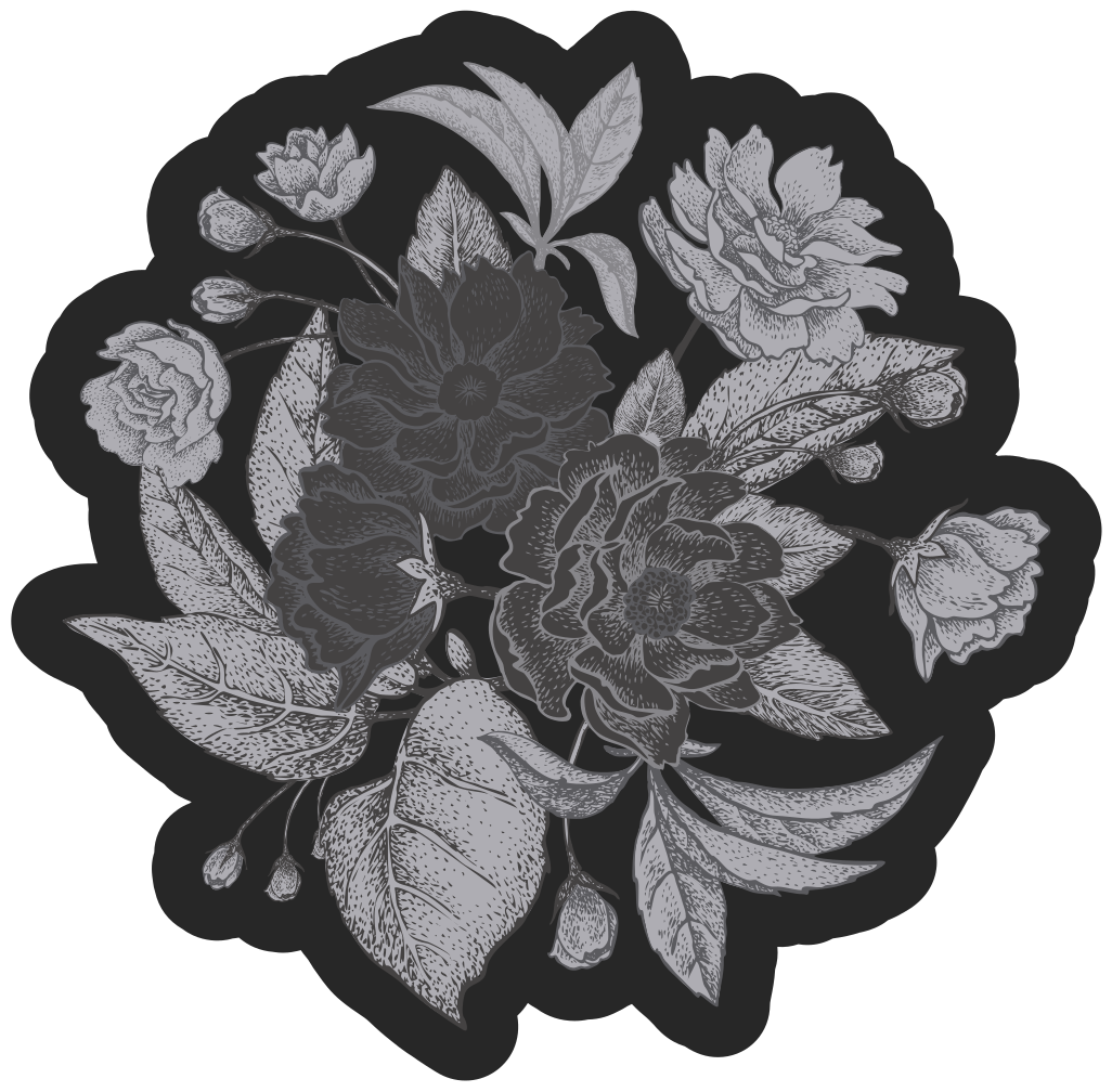 Floral Outline Showcase floral rug - TenStickers