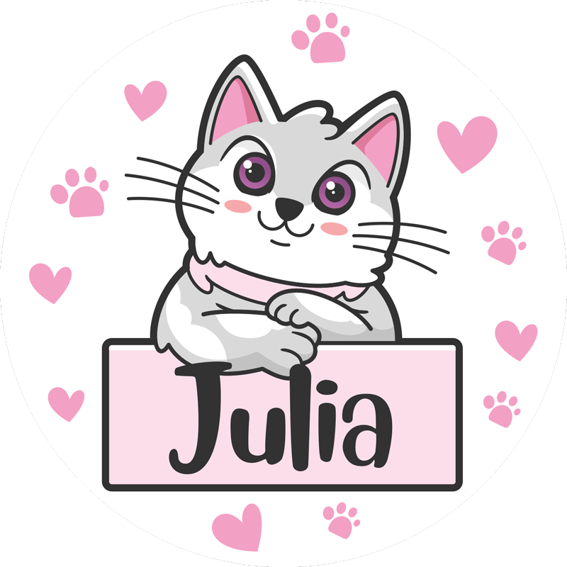 Children's customizable vinyl rug with cat - TenStickers