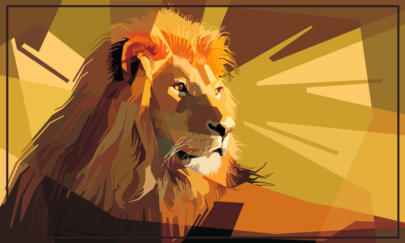 Lion Illustration animal mat - TenStickers