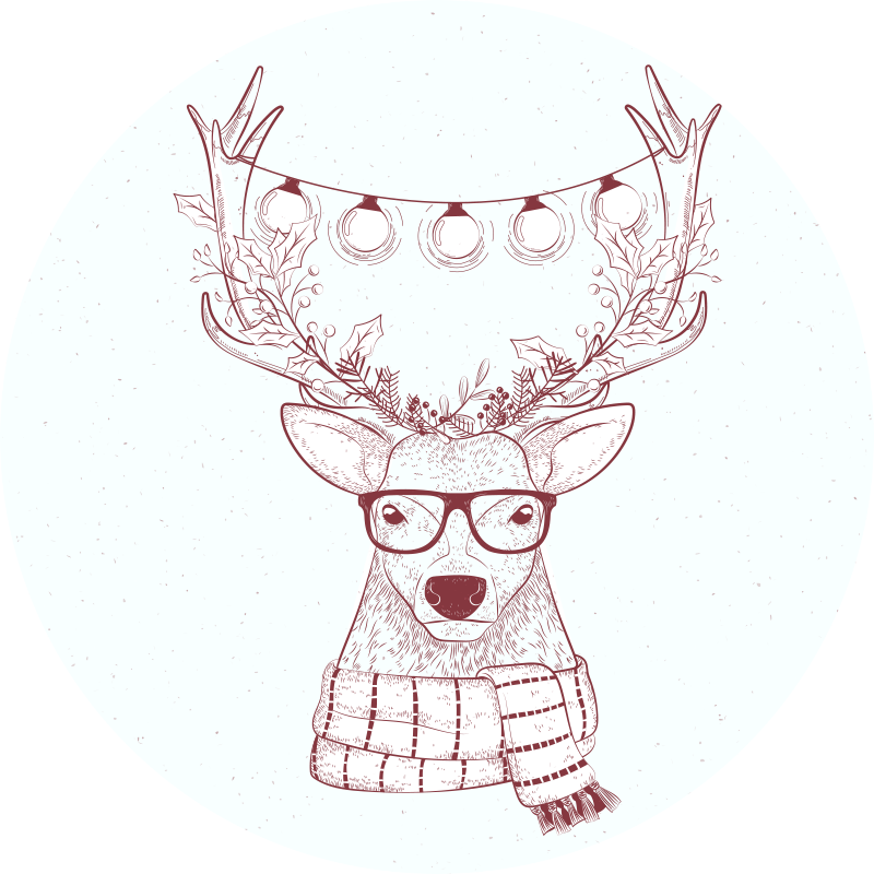Festive Reindeer Illustration christmas rug - TenStickers
