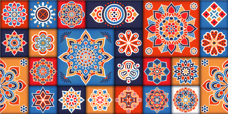 Colorful Mandala Tiles tile carpet - TenStickers