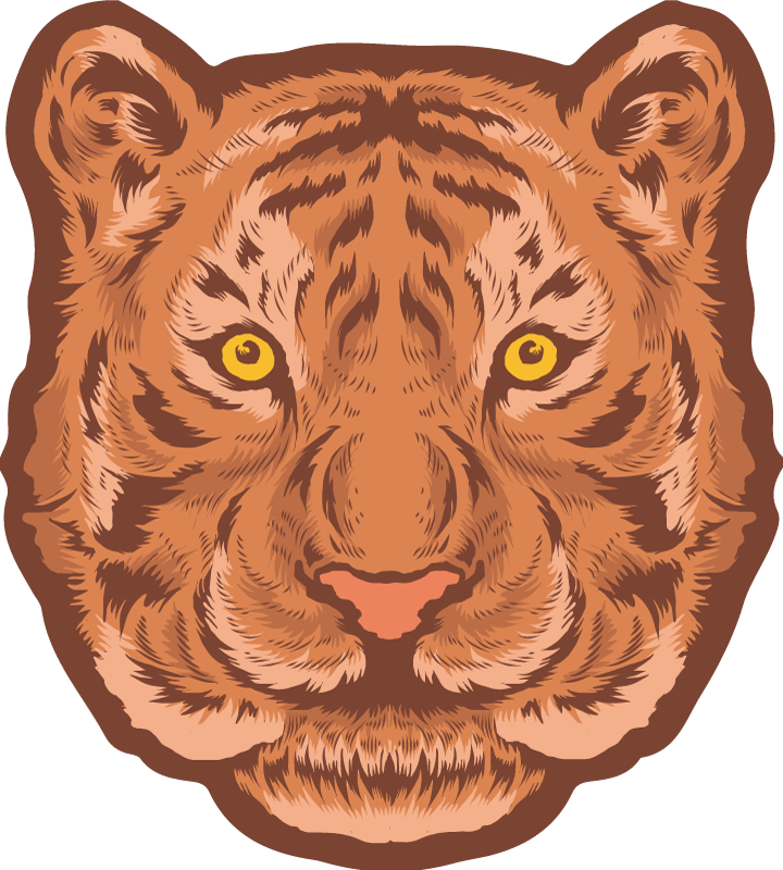Tiger Face Representation animal mat - TenStickers
