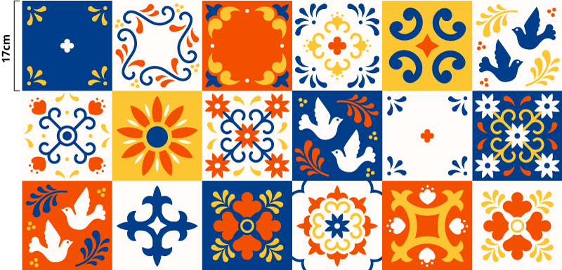 mexican tiles pattern modern rug - TenStickers