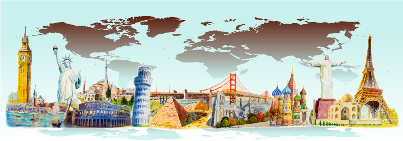 Colorful Landmarks Collage map rug - TenStickers