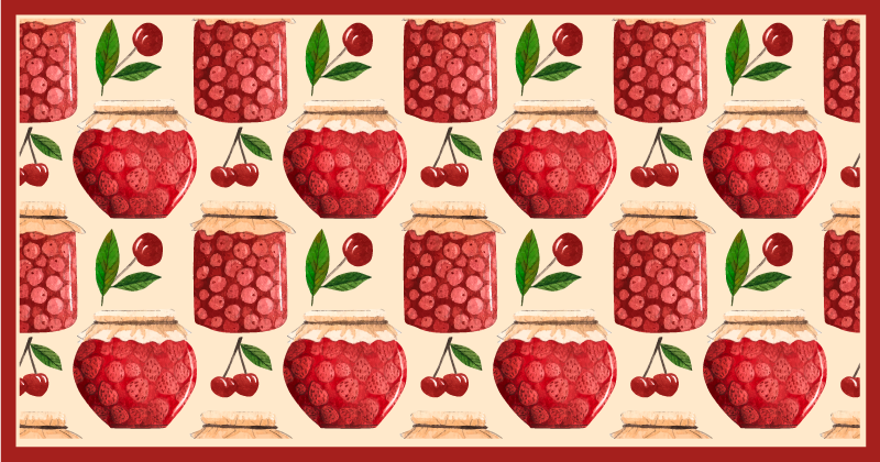 Cherry Jam Motif kitchen mat - TenStickers