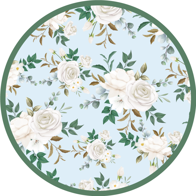 Botanical Round Arrangement floral rug - TenStickers