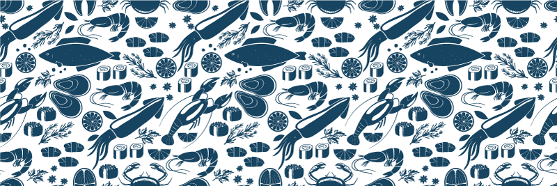 Seafood pattern kitchen vinyl mat - TenStickers