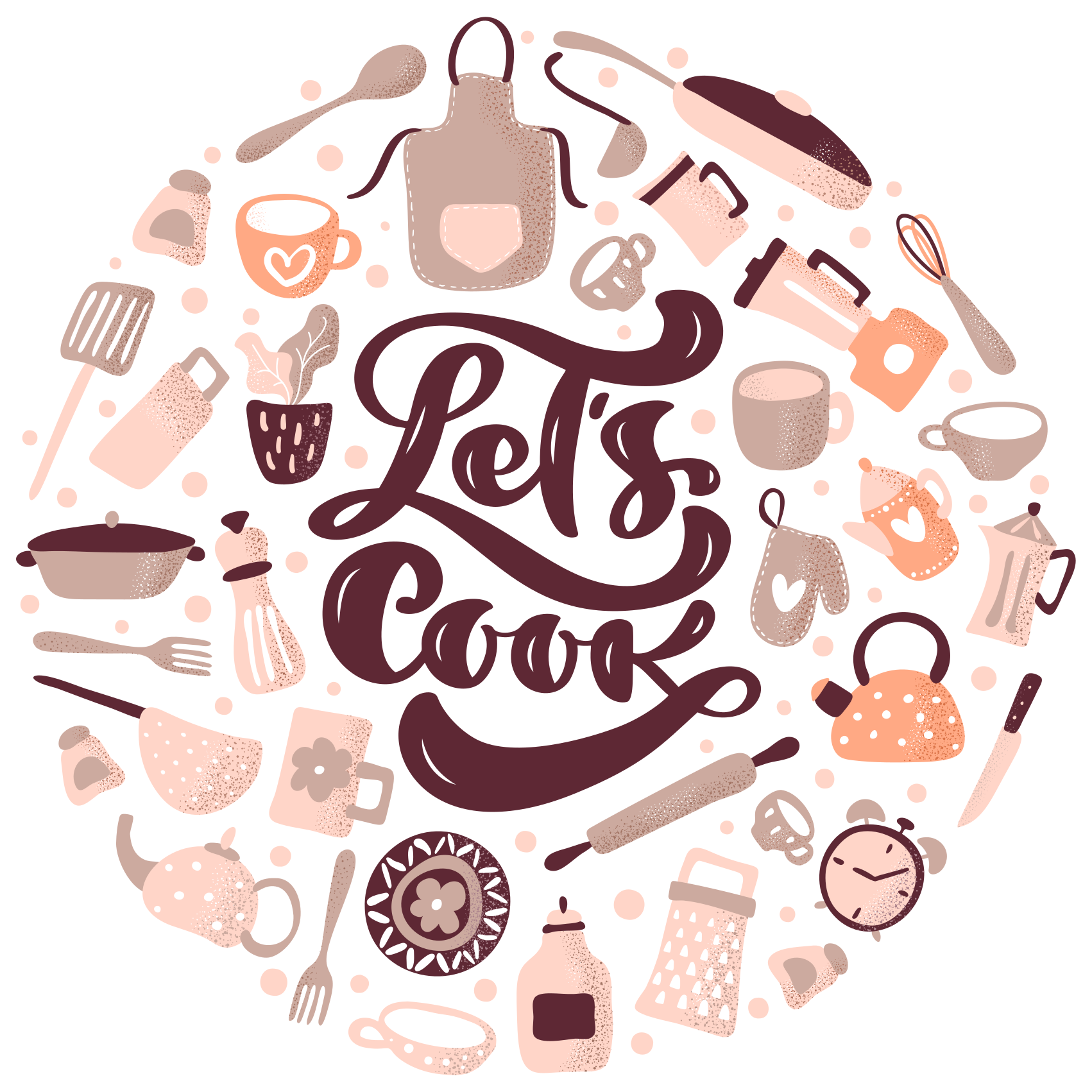 Let's cook  kitchen vinyl rugs - TenStickers
