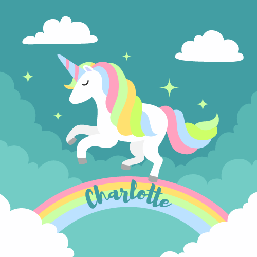 Personalized Rainbow Unicorn nursery rug - TenStickers
