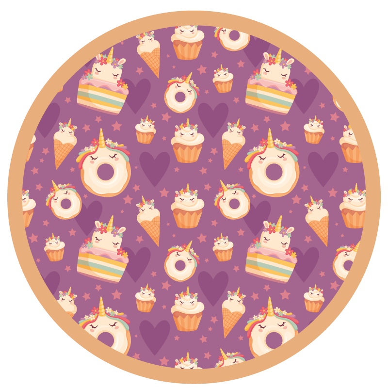 Unicorn Treats Round kids carpet - TenStickers