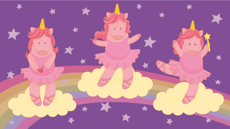 Unicorn Fantasy Dance kids carpet - TenStickers