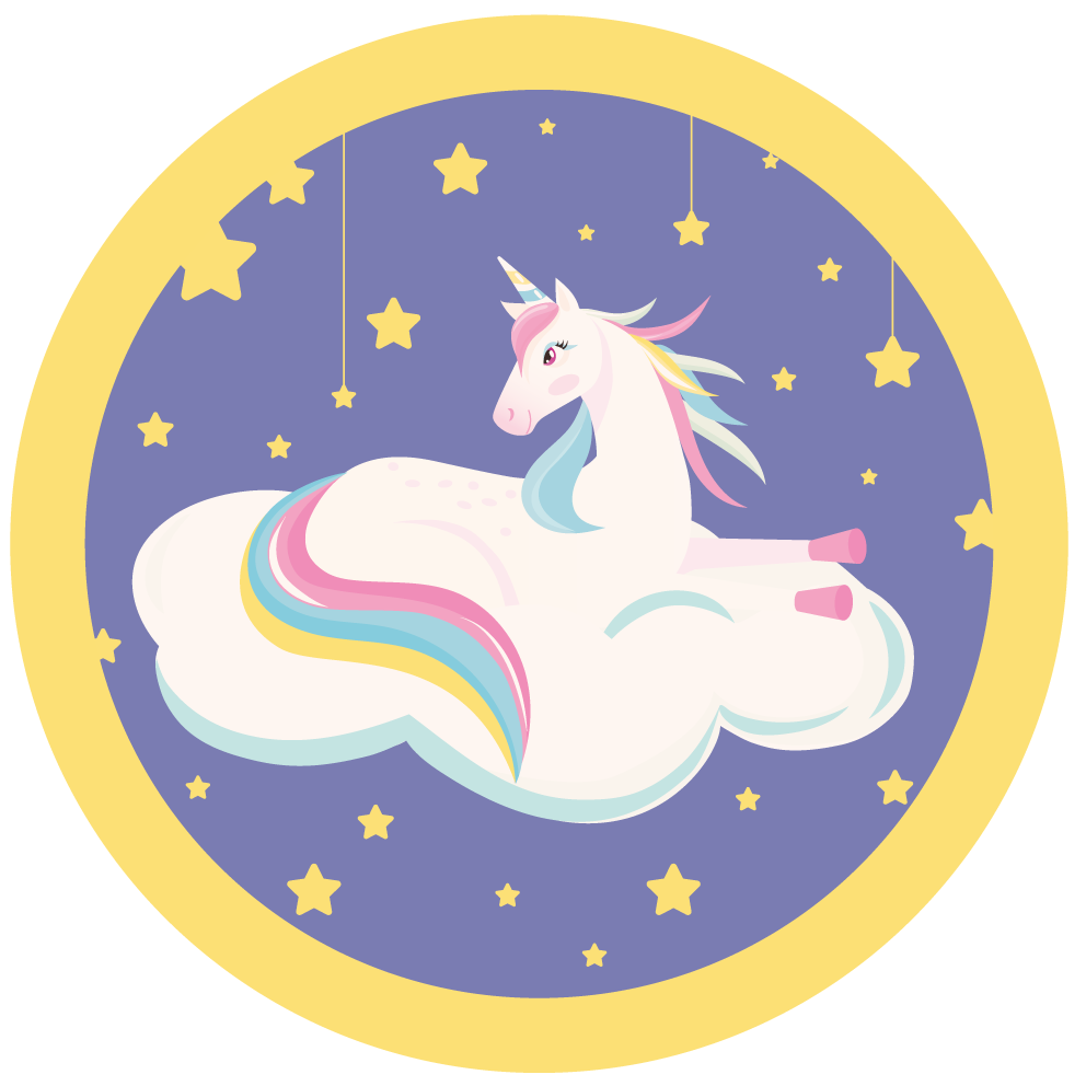 Unicorn Dream Circle nursery rug - TenStickers