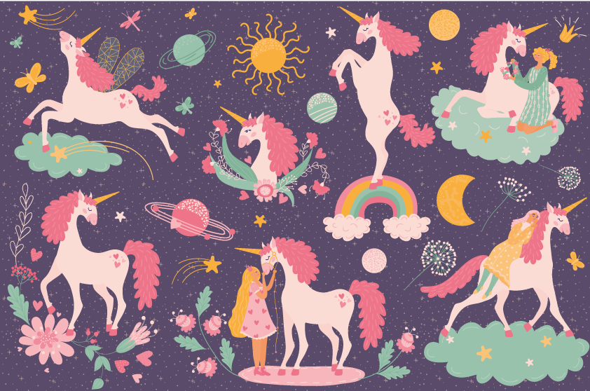 Enchanted Unicorns kids rug - TenStickers