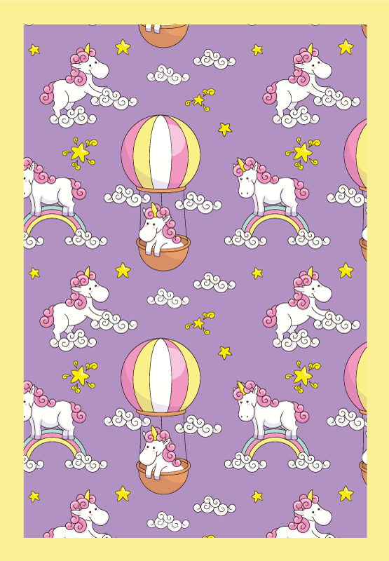 Playful Unicorn Pattern kids carpet - TenStickers