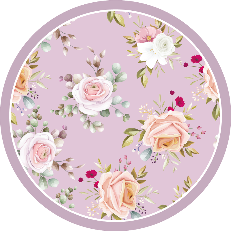 Botanical Ring Sophistication floral rug - TenStickers