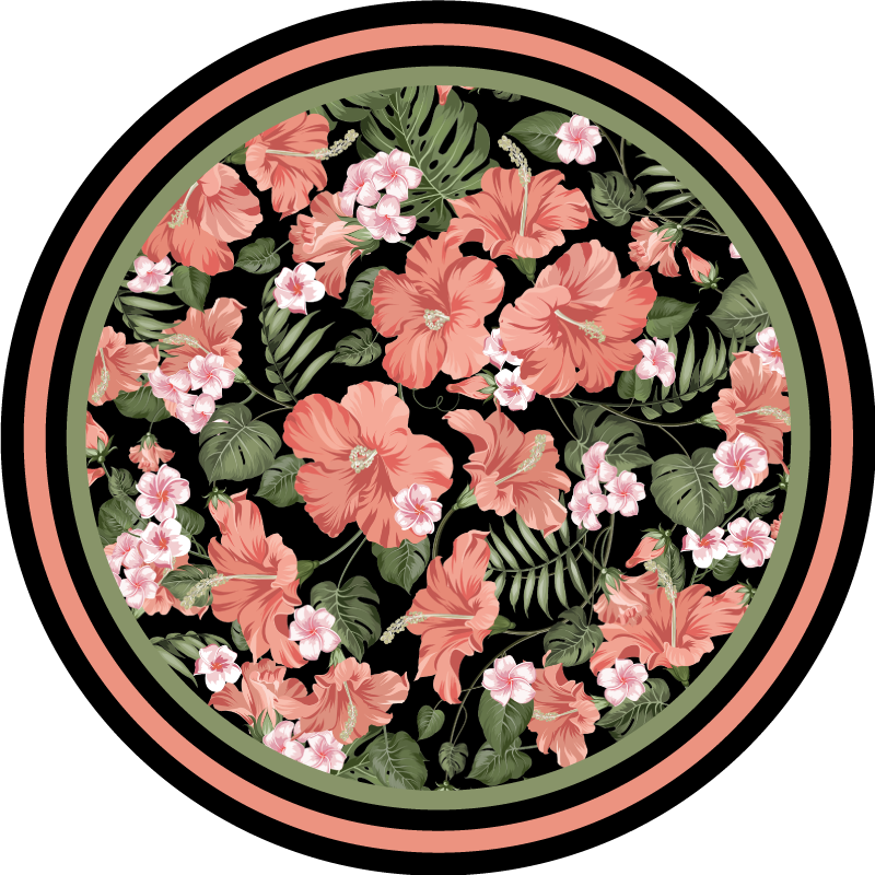 Botanical Round Emblem floral rug - TenStickers