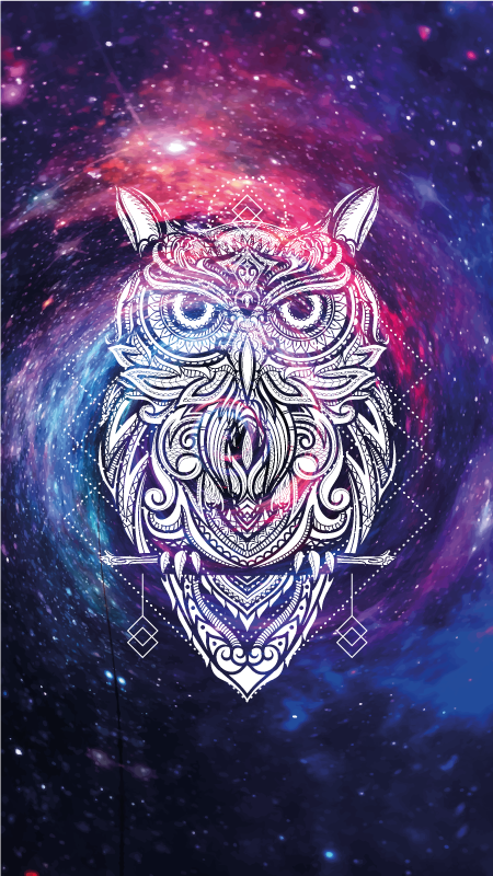Cosmic Owl Illustration animal mat - TenStickers