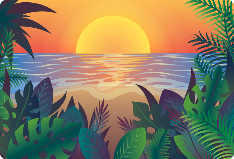 Tropical Sunset nature rug - TenStickers