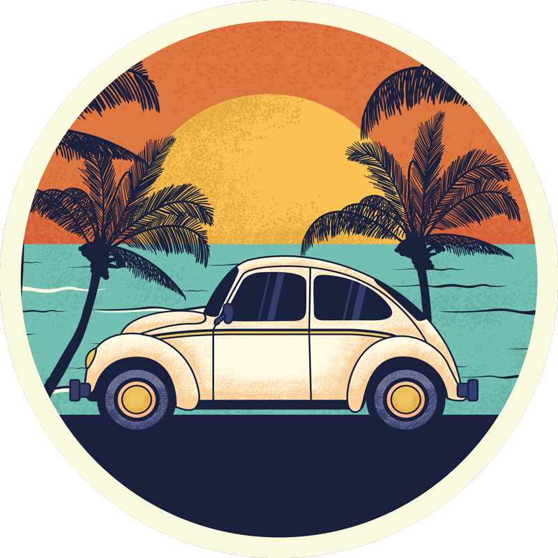 Retro Car Scenery vintage rug - TenStickers