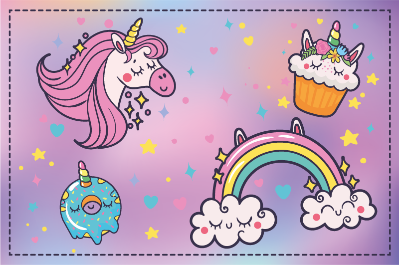 Unicorn Fantasy Theme kids rug - TenStickers