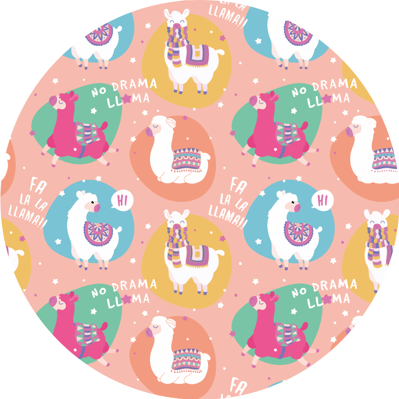 Lively Llama Circle kids rug - TenStickers