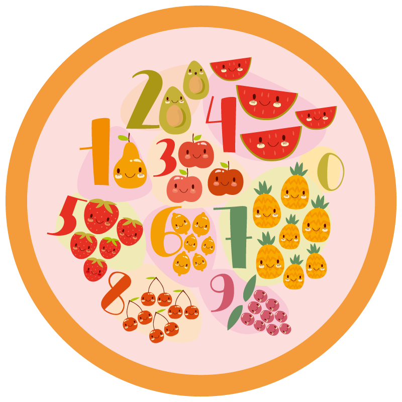 Fruity Counting Circle game rug - TenStickers