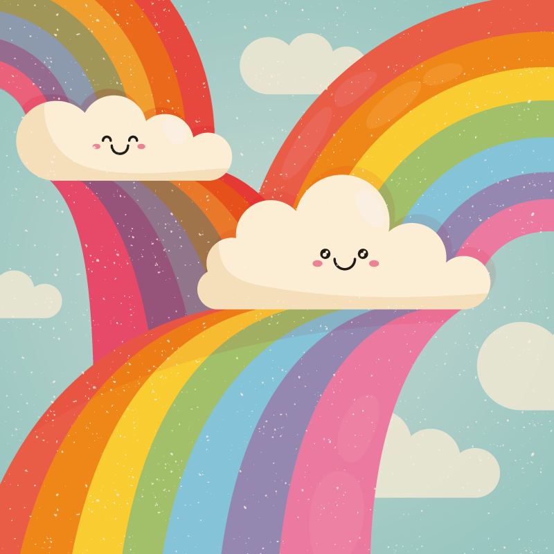 Rainbow in clouds kids vinyl rug - TenStickers