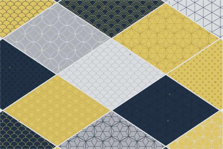 Yellow patterned lines geometric vinyl rugs - TenStickers