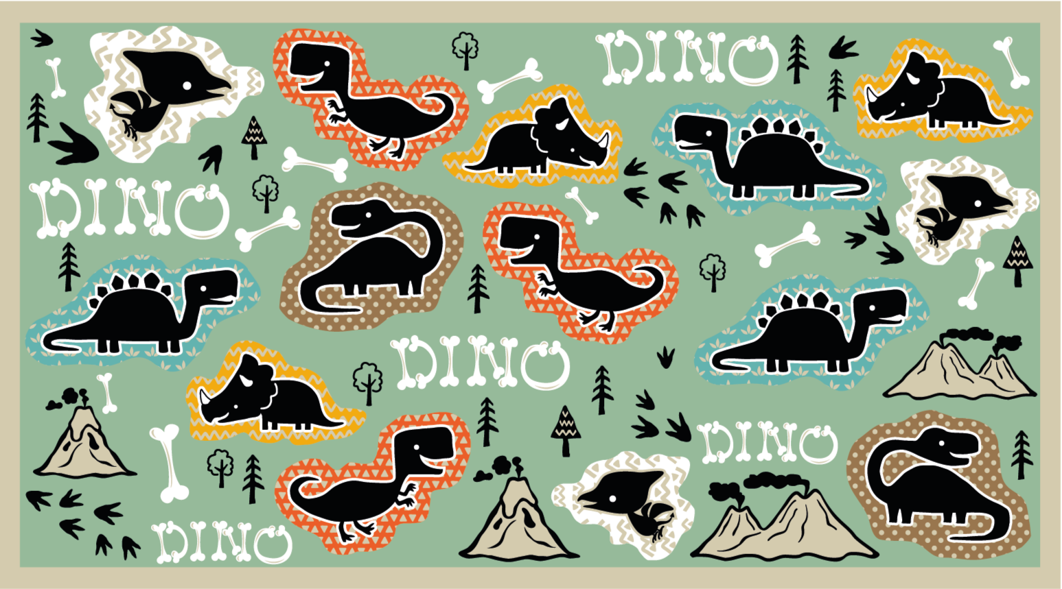 Dinosaur Playground kids rug - TenStickers