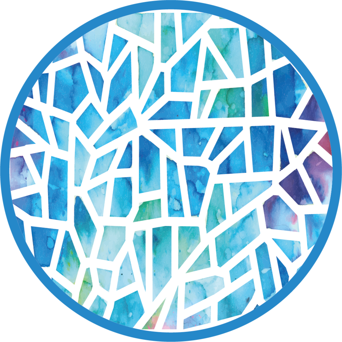 Watercolor Mosaic blue rug - TenStickers