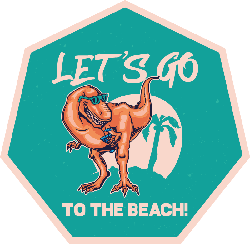 Beach Dinosaur Fun animal mat - TenStickers