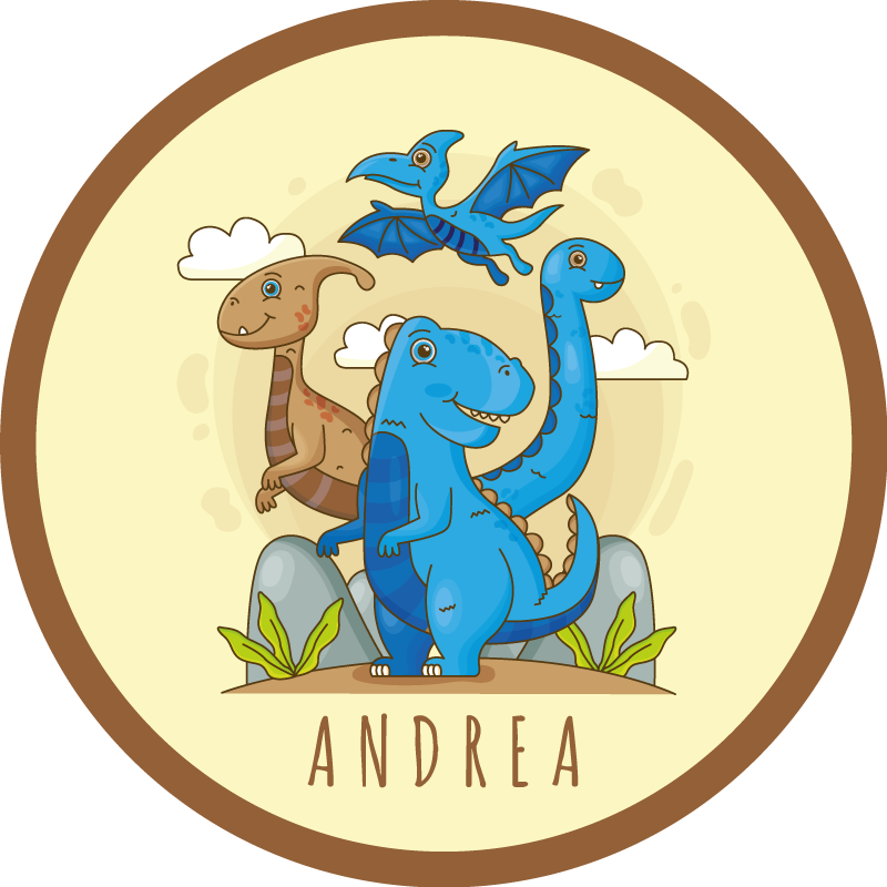 dinosaur world with name personalised mat - TenStickers