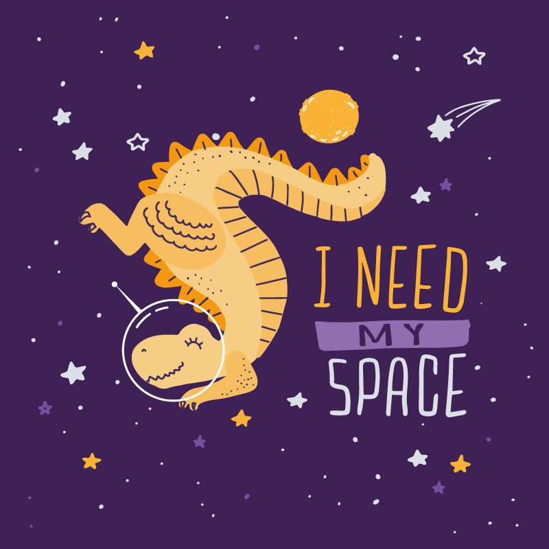 Space Dinosaur Illustration kids rug - TenStickers