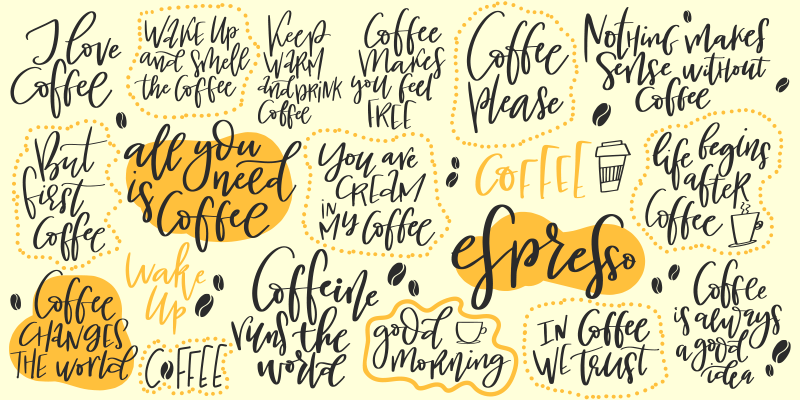 handrawn lettering set about coffee custom rug - TenStickers