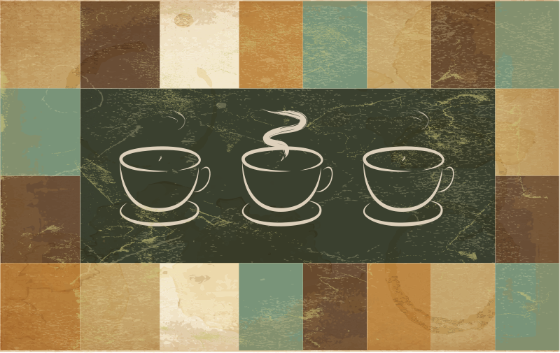 Steaming Coffee Cups kitchen mat - TenStickers