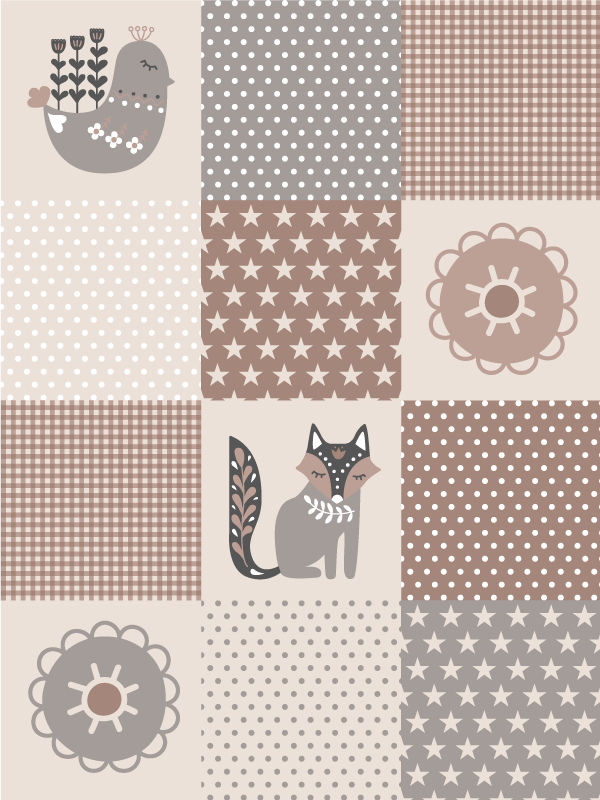 Nordic Animal Tile kids vinyl rug - TenStickers