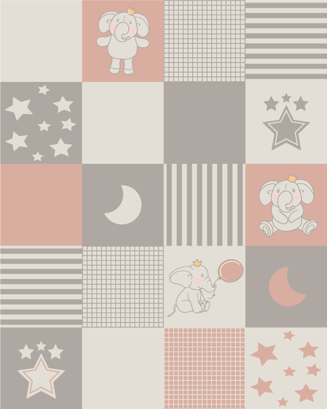 Patchwork Elephant Playground kids carpet - TenStickers