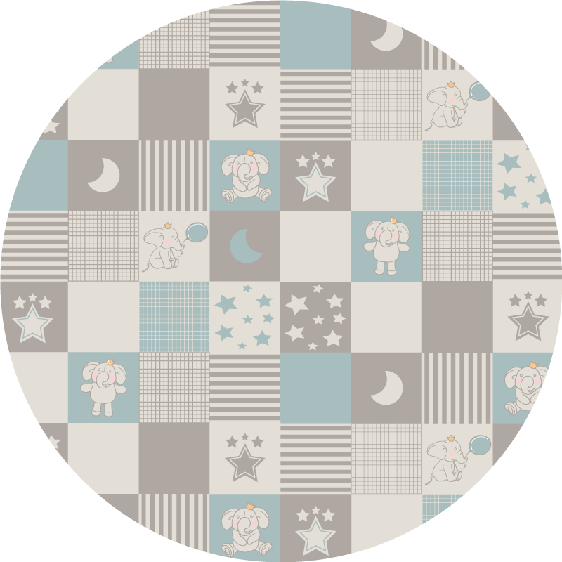 Playful Nursery Rounds kids rug - TenStickers