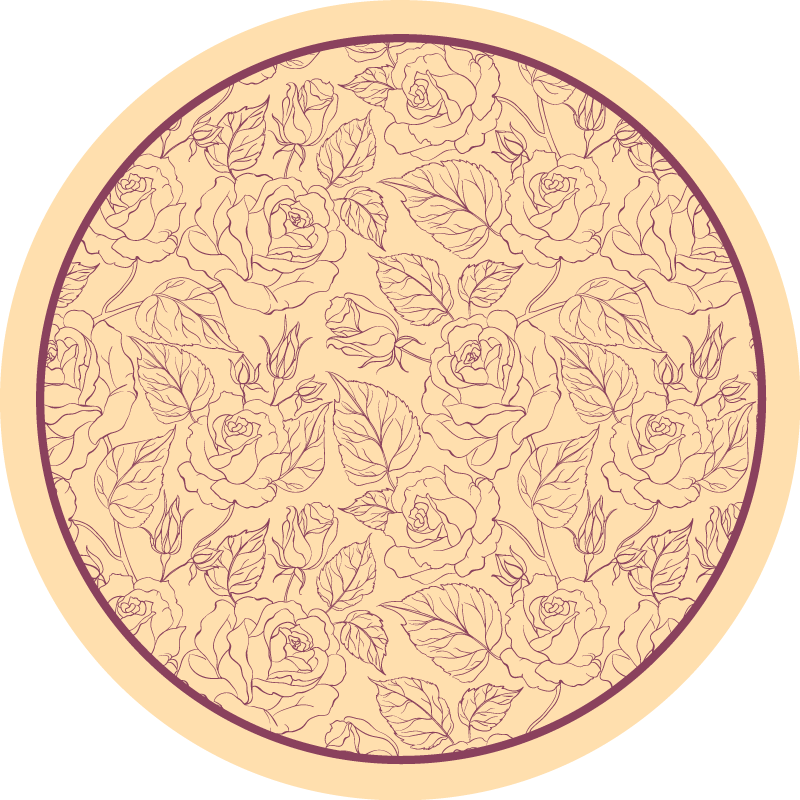 Rose Pattern Round floral rug - TenStickers