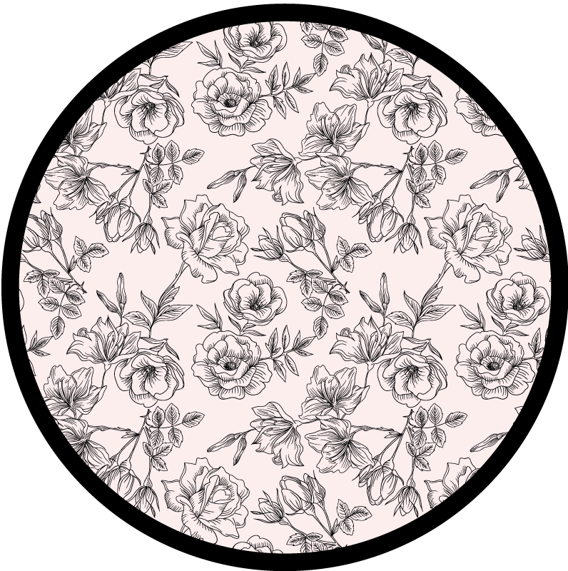 Floral rug with floral pattern circle design - TenStickers