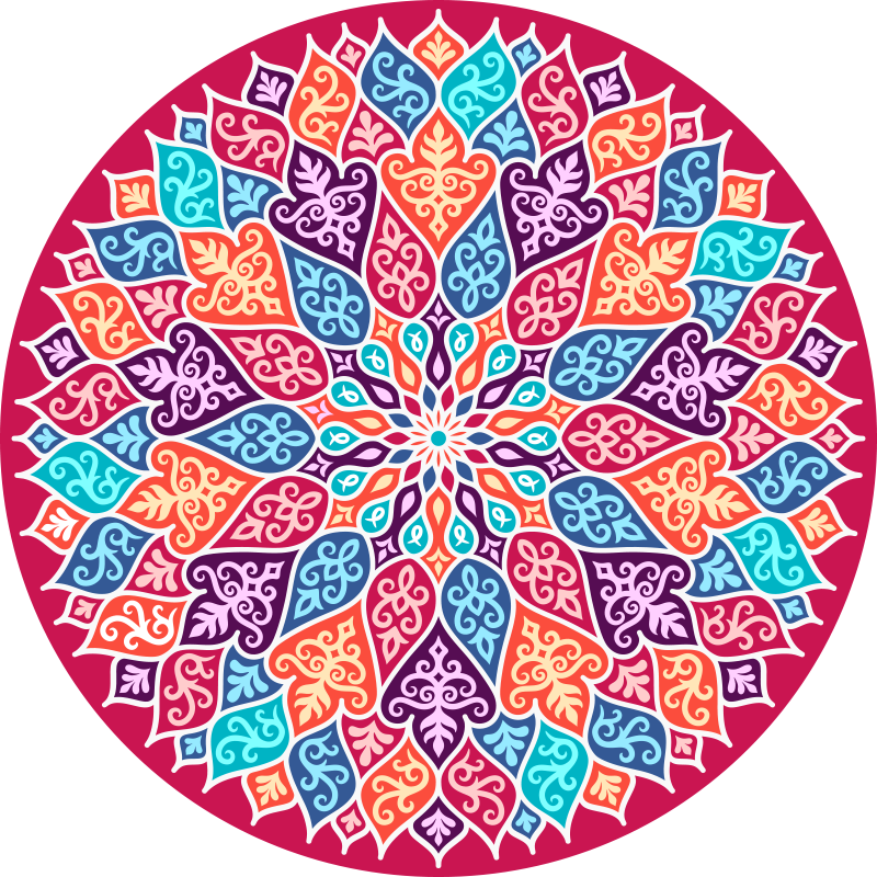 Colorful mandala motif mandala rug - TenStickers