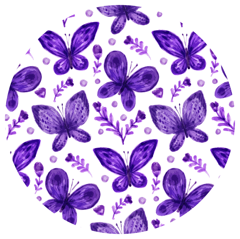 Butterfly Circle Pattern floral rug - TenStickers