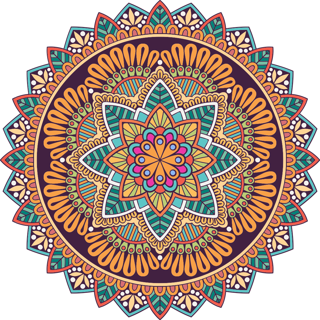 Vibrant mandala motif mandala rug - TenStickers