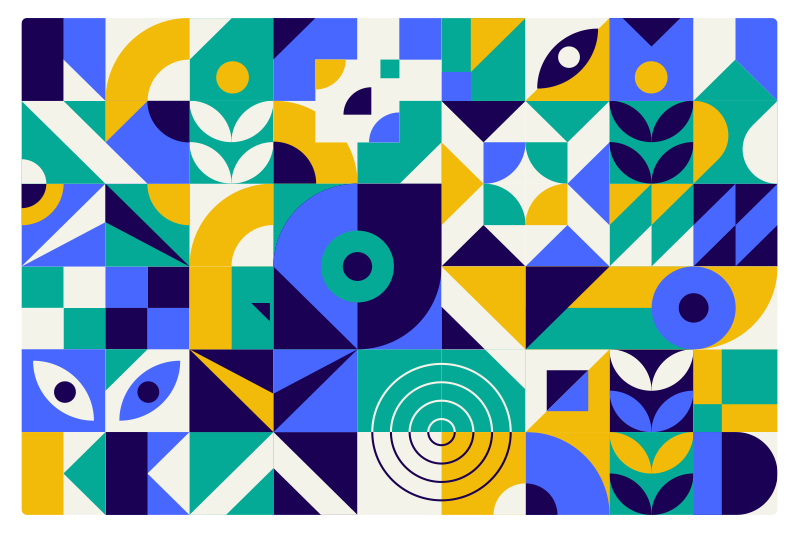 Geometric rug with bright geometric patterns - TenStickers