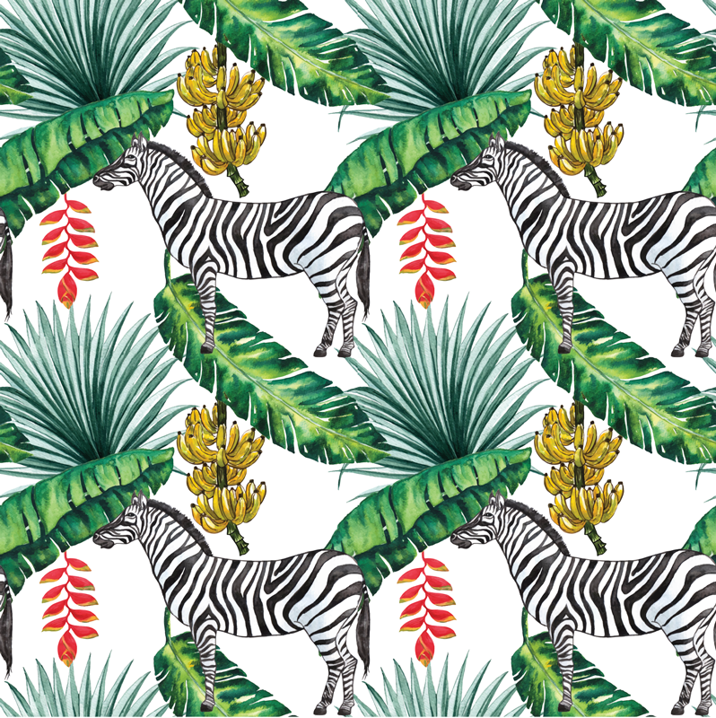Tropical Zebra animal mat - TenStickers