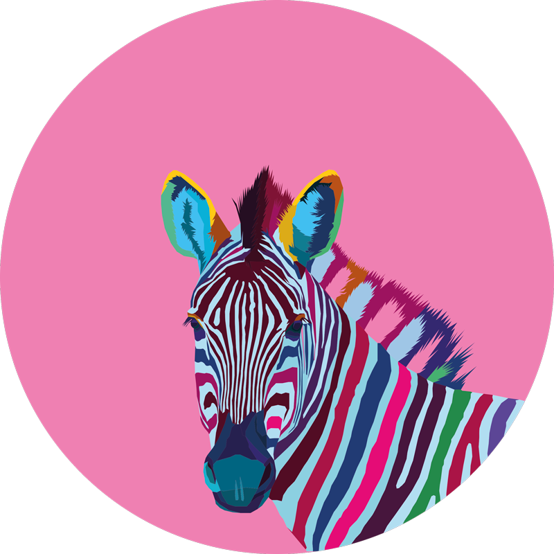 Colorful Zebra Portrait animal mat - TenStickers