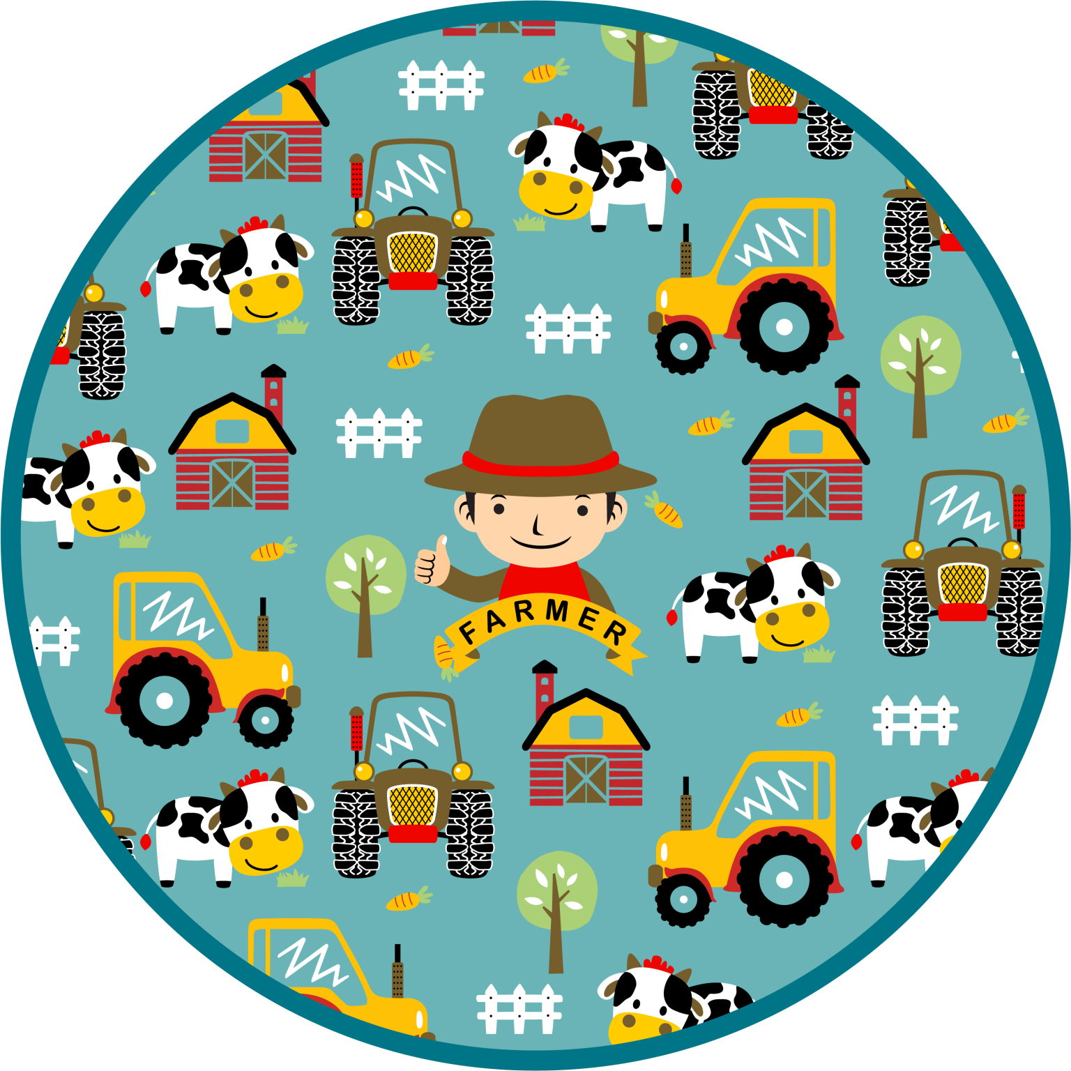 Farmer Fun Pattern kids rug - TenStickers